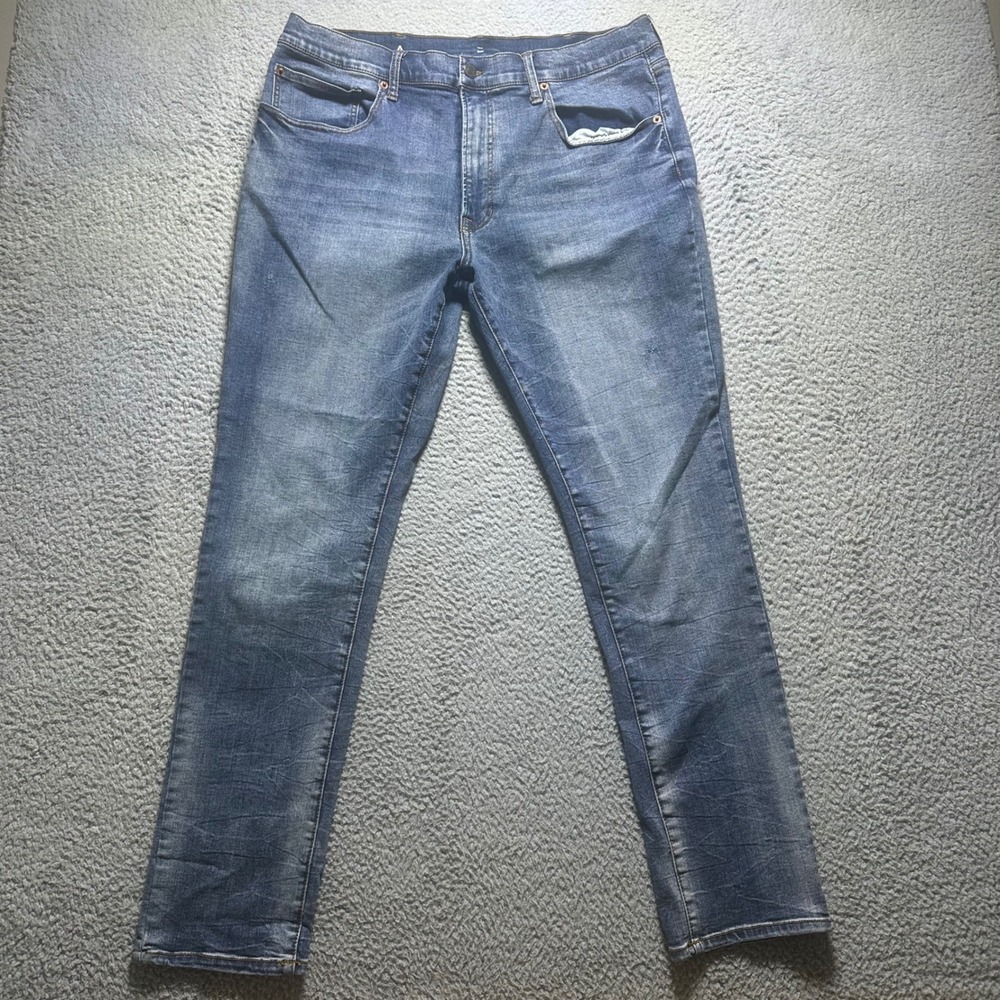 Arizona Jean Co Slim Straight Jeans Mens 38x32 Medium Wash Blue Stretch Denim